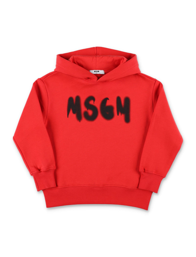 Shop Msgm Spray Logo Hoodie In Red