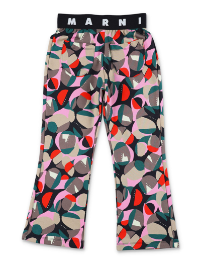 Shop Marni Elastic Logo Band Pants In Multicolour