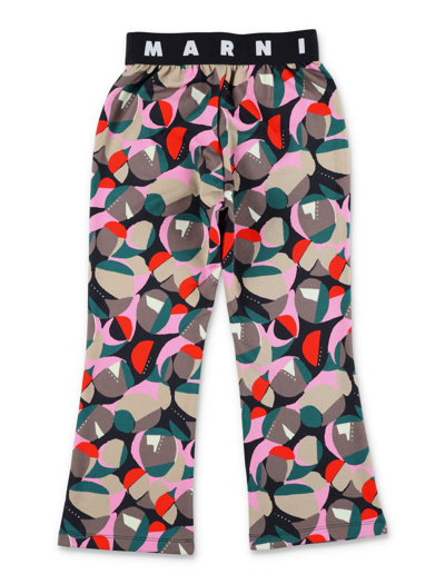 Shop Marni Elastic Logo Band Pants In Multicolour
