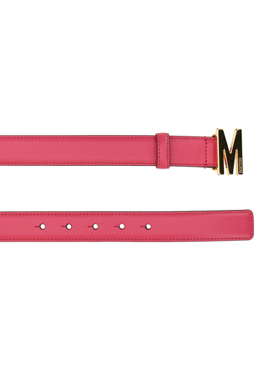 Shop Moschino Belt With Logo M In Fucsia