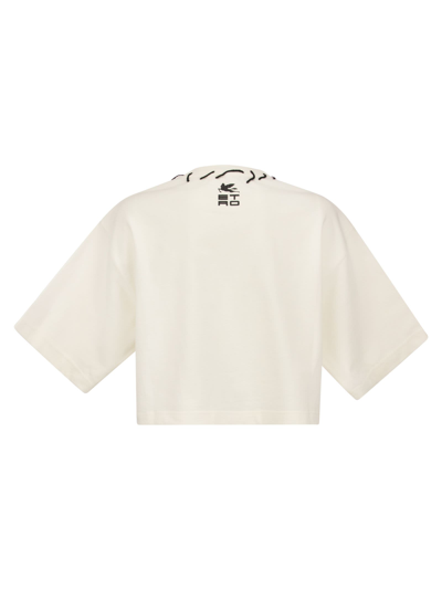 Shop Etro Pegasus T-shirt And  Cube Logo In White