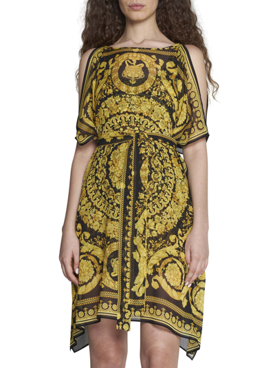Shop Versace Dress In Nero Oro