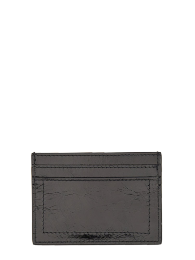 Shop Moschino Card Holder With Gold Plaque In Nero