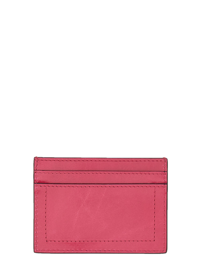 Shop Moschino Card Holder With Gold Plaque In Bordeaux