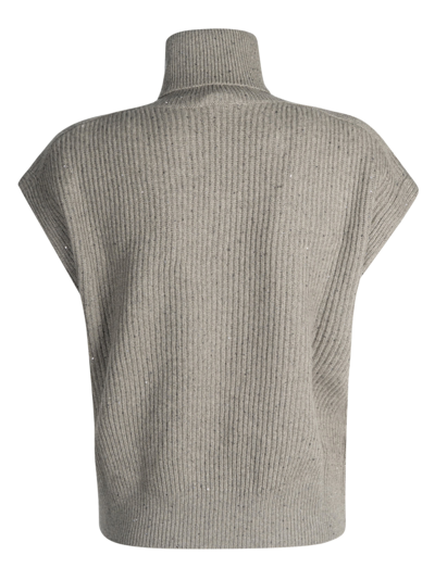 Shop Brunello Cucinelli Turtleneck Ribbed Tank Top