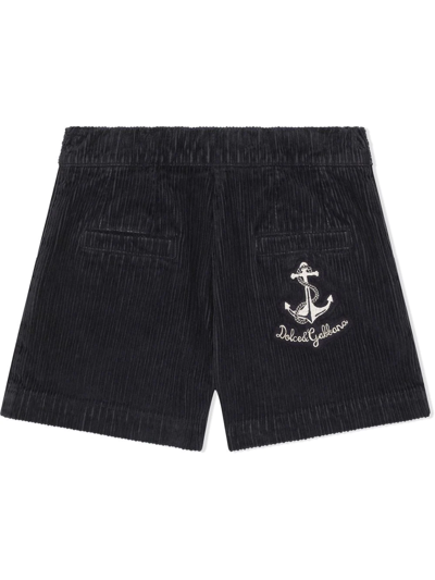 Shop Dolce & Gabbana Nautical Stretch-corduroy Shorts In Blue