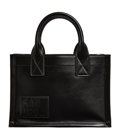 Shop Sandro Leather Tote Bag In Black