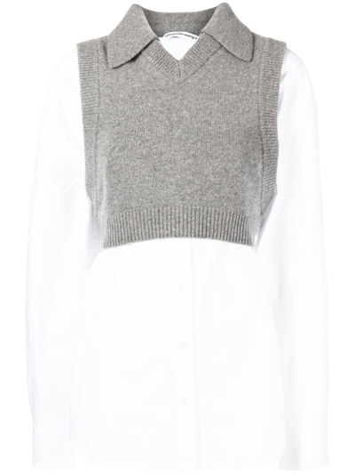 Shop Alexander Wang Layered-look Jumper Shirt In White