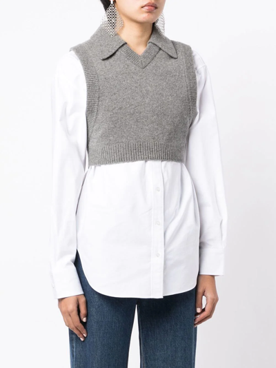 Shop Alexander Wang Layered-look Jumper Shirt In White