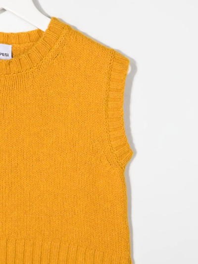 Aspesi Crew-neck Knitted Top In Yellow