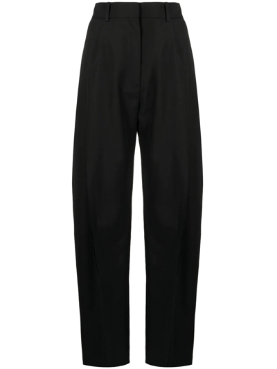 Shop A.w.a.k.e. High-waisted Slit Tapered Trousers In Black