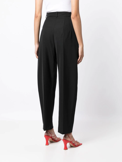 Shop A.w.a.k.e. High-waisted Slit Tapered Trousers In Black