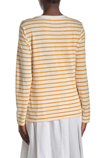 Shop Donna Karan Woman Stripe Crewneck Long Sleeve Top In Nat/saf