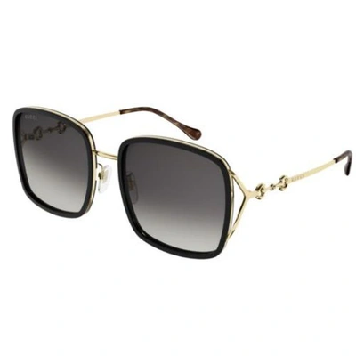 Gucci Fork & Horse-bit Logo Square Injection Plastic/metal Sunglasses In  Black,gold Tone,grey | ModeSens