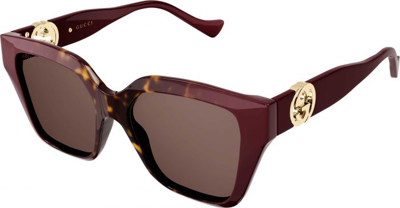 Shop Gucci Brown Square Ladies Sunglasses Gg1023s 009 54