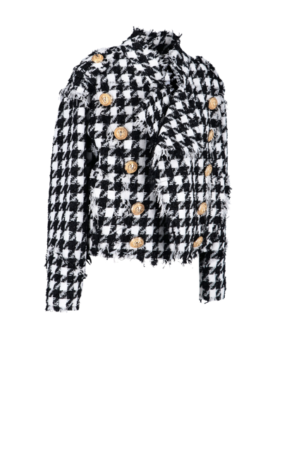 Balmain White & Black Double-breasted Jacket In Multi