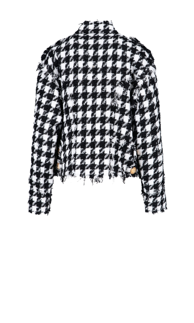 Balmain White & Black Double-breasted Jacket In Multi