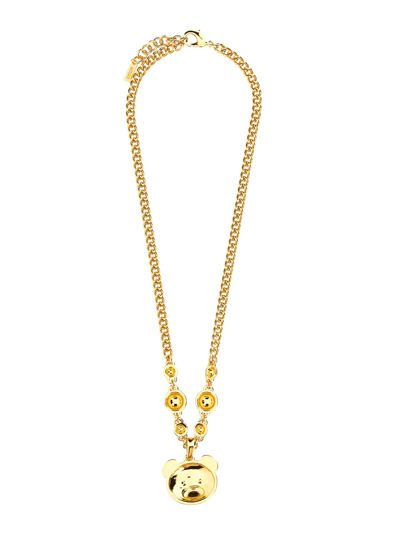 Shop Moschino Teddy Pendant Necklace In Gold