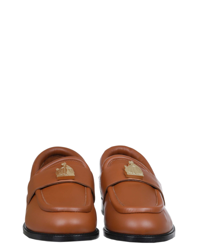 Shop Lanvin Logo Loafers In Beige