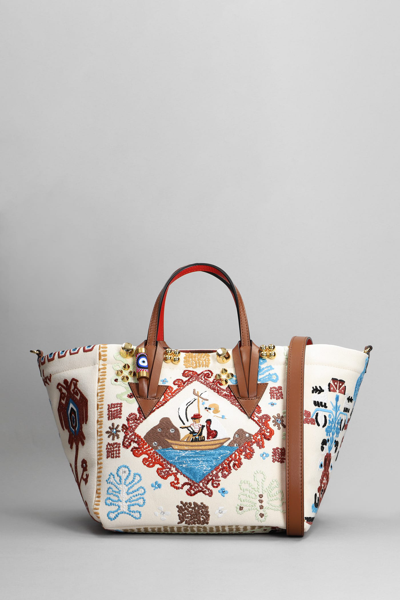 Christian Louboutin + Konstantin Kakanias Greekaba Small Leather-trimmed  Embroidered Cotton-canvas Tote In Multicolor | ModeSens