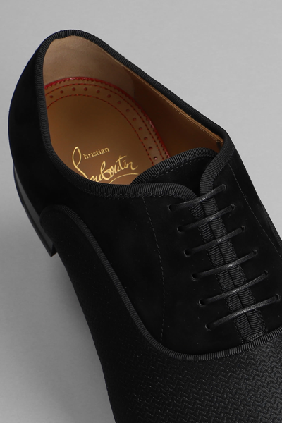 Shop Christian Louboutin Greggo Flat Lace Up Shoes In Black Suede And Leather