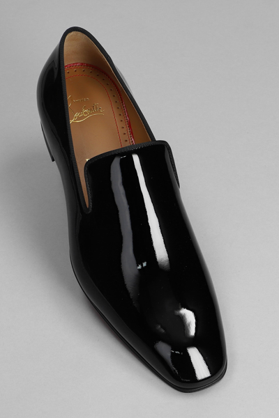 Shop Christian Louboutin Dandeliuon Flat Loafers In Black Patent Leather