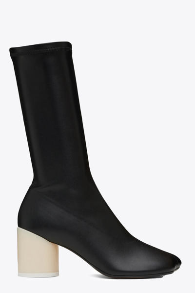 Shop Mm6 Maison Margiela Stivaletto Mm6 Black Vegan Leather Slip-on Heeled Boots In Nero