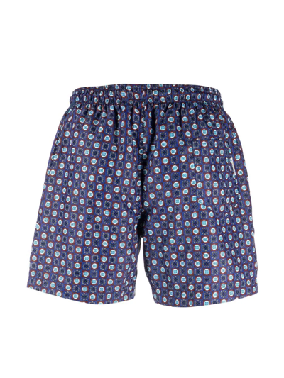 Peninsula Swimwear Geometric-pattern Swim Shorts In Blue
