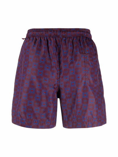 Shop Peninsula Swimwear Geometric-pattern Swim Shorts In Red