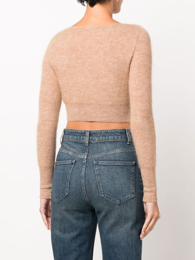 Shop Jacquemus Le Cardigan Alzou Cropped Cardigan In Braun