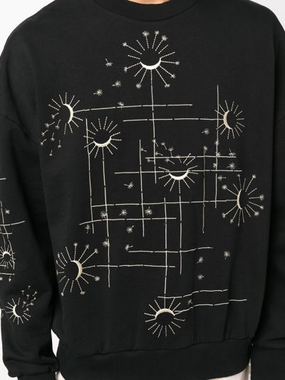 Shop Henrik Vibskov Embroidered Moon-pattern Sweatshirt In Black