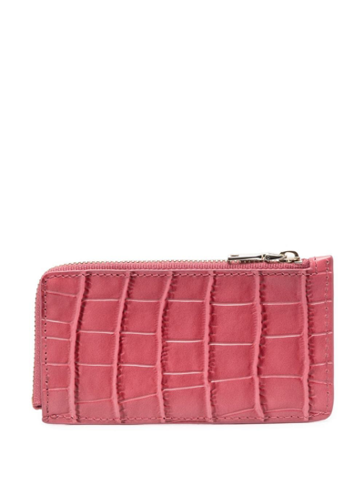 Shop Maje Selma Crocodile-effect Zip-up Purse In Pink