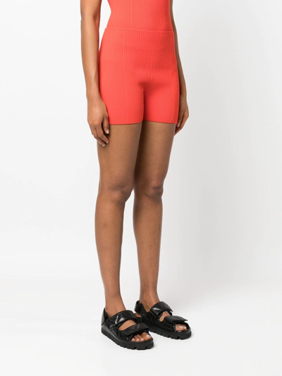 Shop Aeron Ribbed-knit Detail Shorts In Red