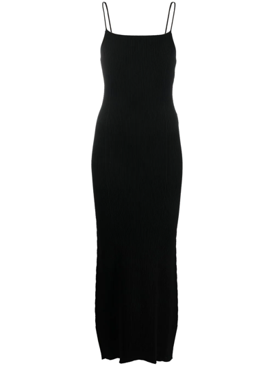 Shop Aeron Ribbed-knit Detail Midi Dress In Black