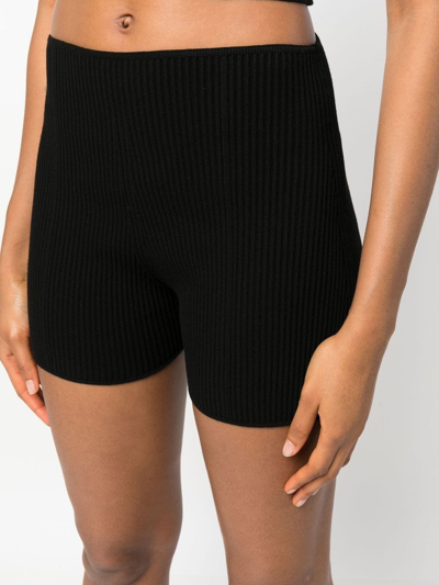 Shop Aeron Ribbed-knit Mini Shorts In Black
