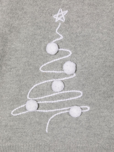 Shop Il Gufo Christmas Tree-print Crew Neck Sweater In Grau