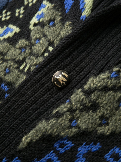 Shop Etro Pattern-embroidered Cardigan In Schwarz