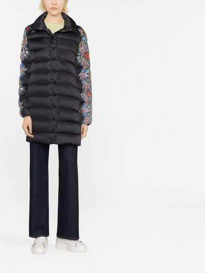 Shop Etro Printed Quilted Coat In Black