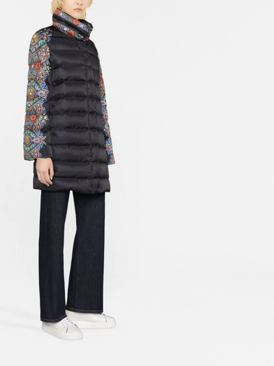 Shop Etro Printed Quilted Coat In Black