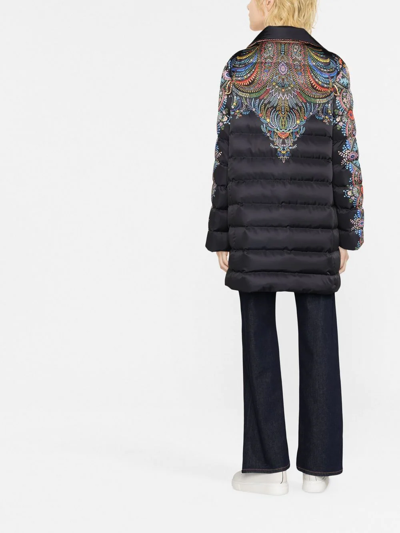 Shop Etro Printed Quilted Coat In Black
