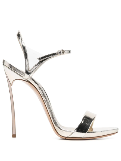 Shop Casadei Metallic-effect 140mm Heel Sandals In Gold