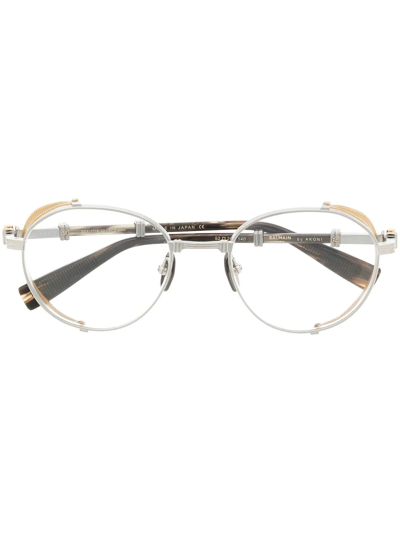 Shop Balmain Eyewear Brigade Round-frame Optical Glasses In Silver
