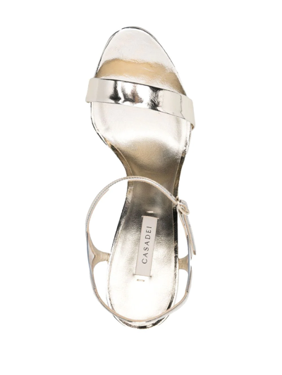 Shop Casadei Metallic-effect 140mm Heel Sandals In Gold