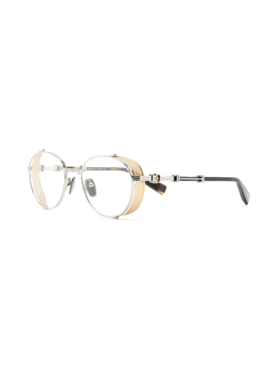 Shop Balmain Eyewear Brigade Round-frame Optical Glasses In Silver