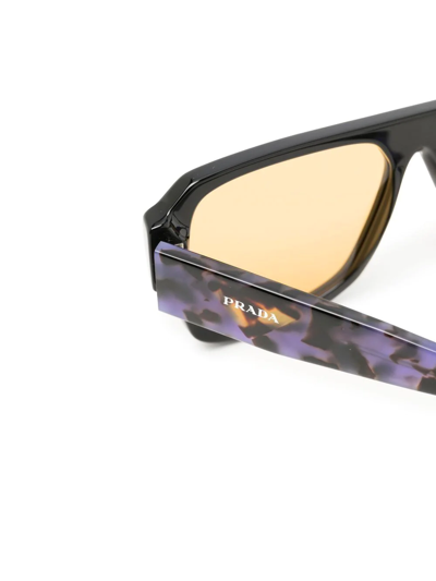 Shop Prada Tinted Square-frame Sunglasses In Black