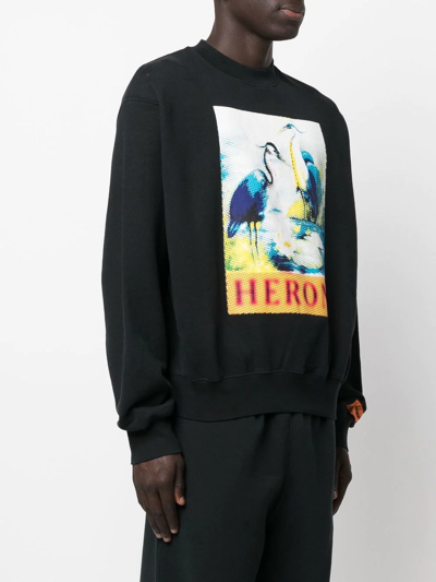 Shop Heron Preston Heron Halftone-print Crewneck Sweatshirt In Black