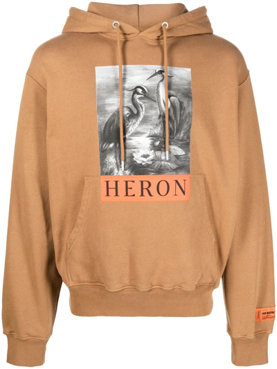 Shop Heron Preston Heron Monochrome-print Hoodie In Brown