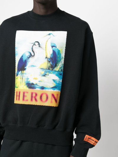 Shop Heron Preston Heron Halftone-print Crewneck Sweatshirt In Black