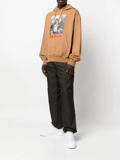 Shop Heron Preston Heron Monochrome-print Hoodie In Brown