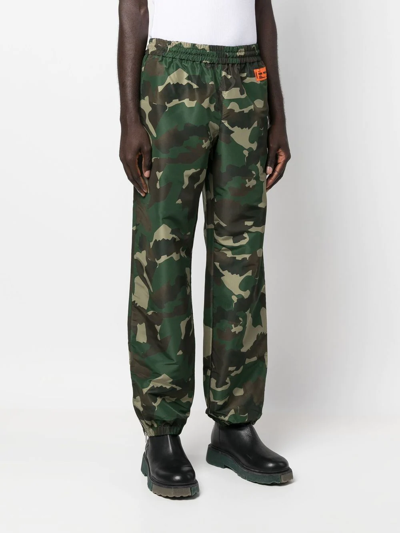 Shop Heron Preston Camo Logo-patch Track-pants In Grün